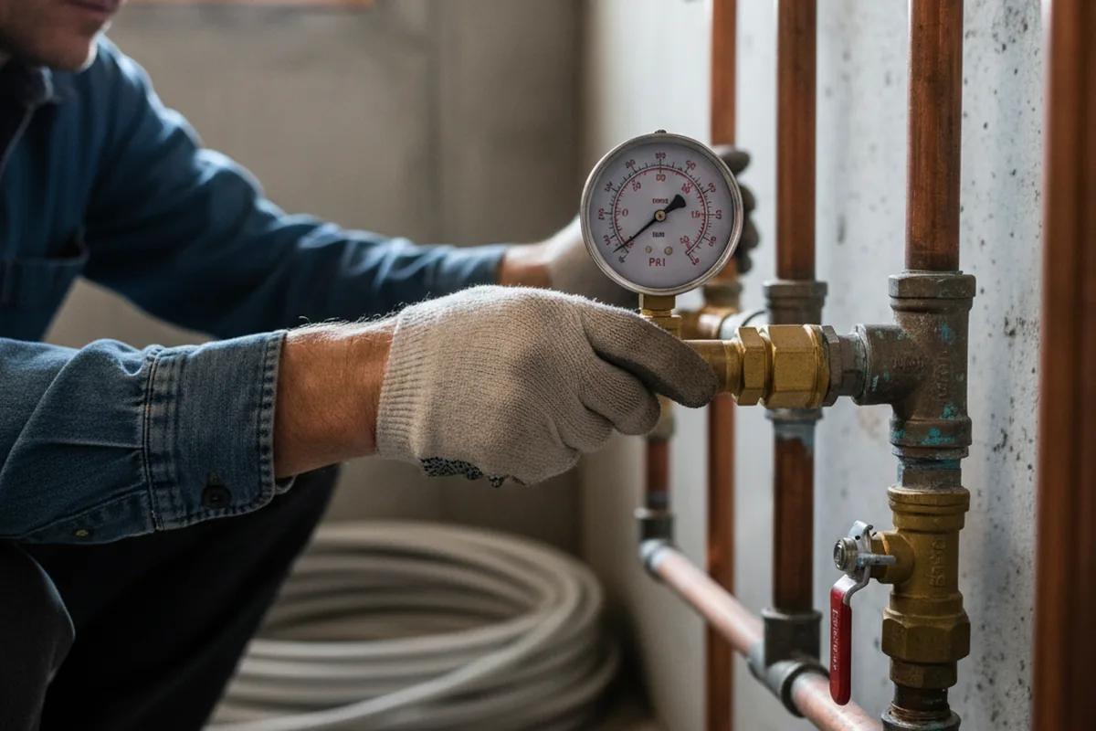 Pressure testing a repaired line during Water Line Repair in Furlong